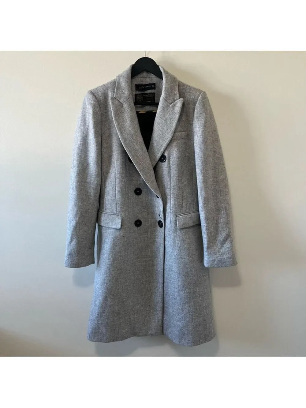 NEW ZARA DOUBLE BREASTED MANTECO PREMIUM QUALITY FABRICS COAT GRAY Sz M - Picture 3 of 12